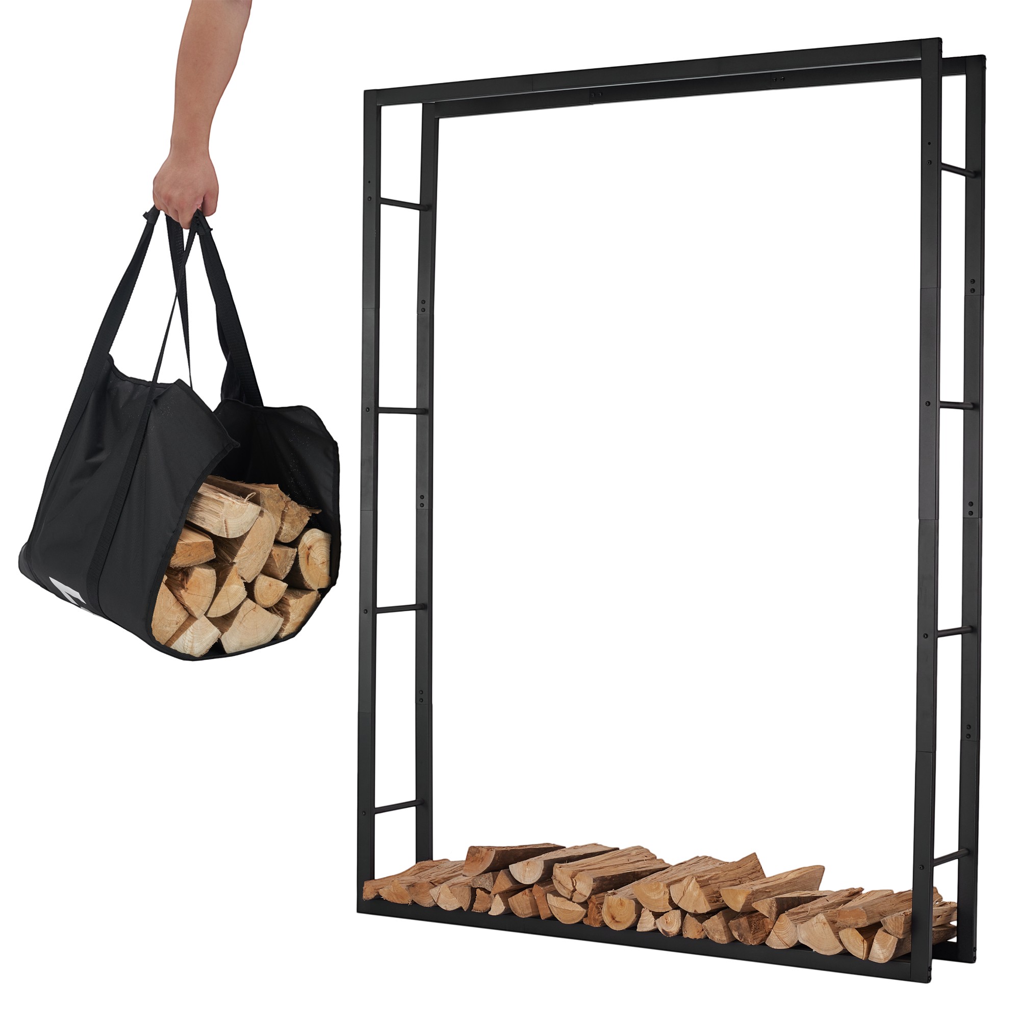 Lendo Online Brandhoutrek 148×25×196 cm Zwart Staal