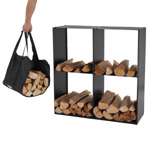 Lendo Online Brandhoutrek 80x28x80 cm Zwart Staal