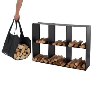 Lendo Online Brandhoutrek 80x28x120 cm Zwart Staal