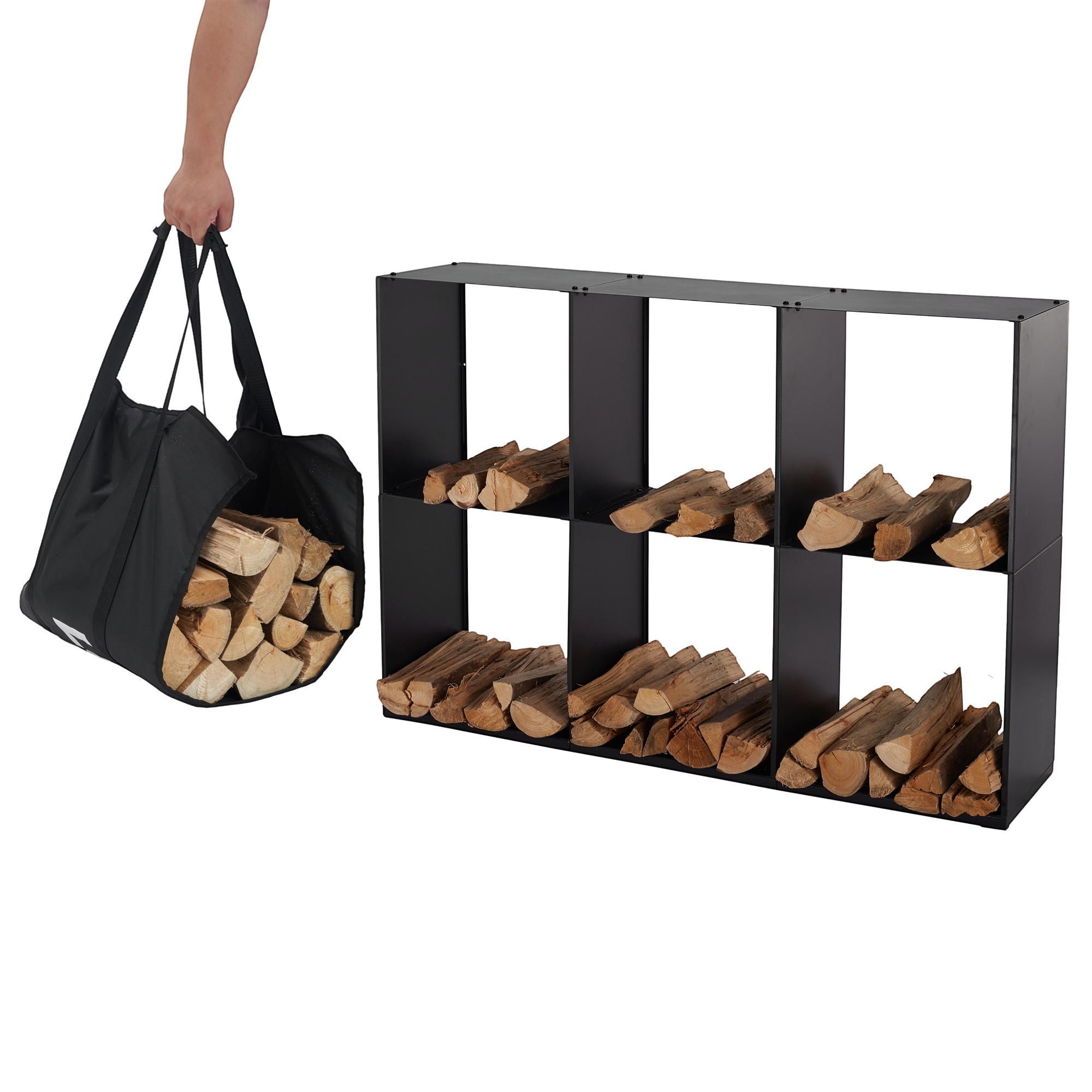 Lendo Online Brandhoutrek 80x28x120 cm Zwart Staal