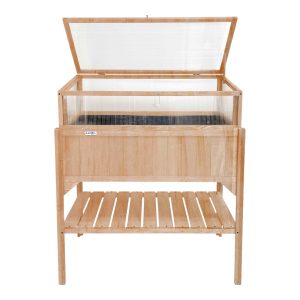 Jardinière avec un propagateur sur le dessus en bois d’épicéa dans une couleur naturelle