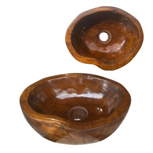 Lendo Online Waskom Ovaal 30x25x12 cm Teakhout Bruin