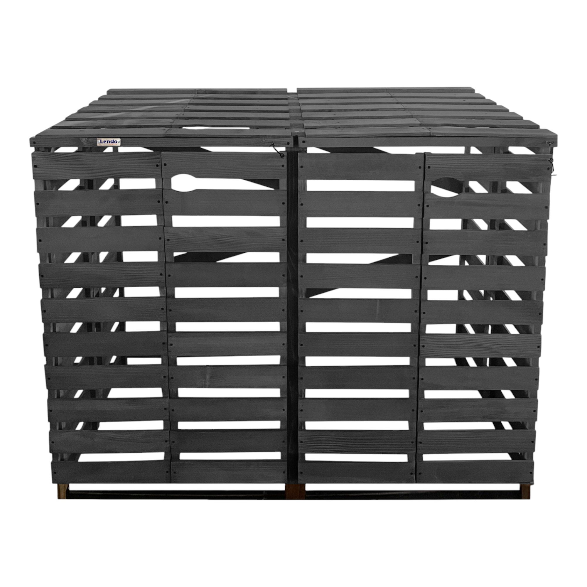 Containerberging voor de 2 kliko's in vurenhout in grijze kleur