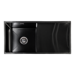 Lendo Online Spoelbak met Afdruipgedeelte 87x44 cm RVS Zwart